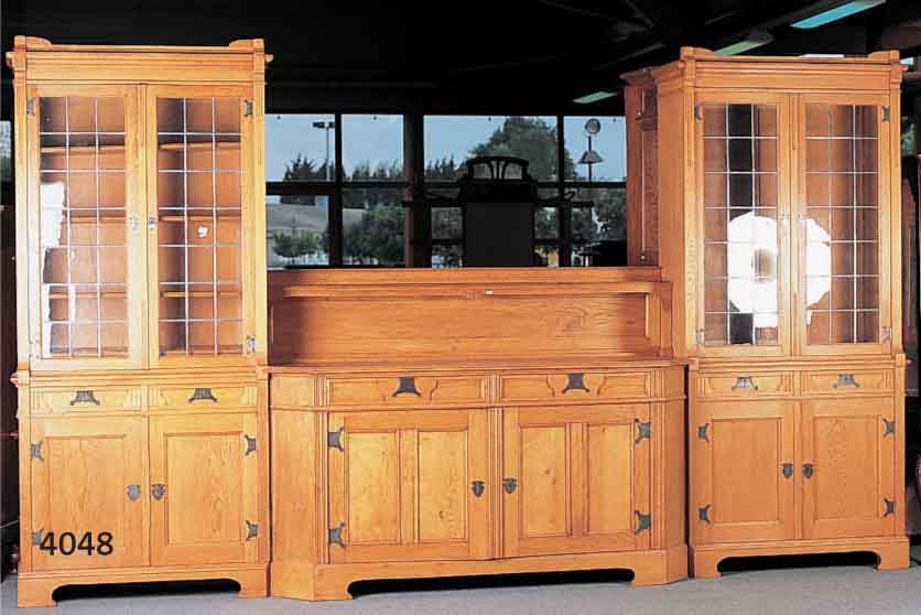 JUGENDSTILENSEMBLE, DEUTSCH, UM 1902/1905, BESTEHEND AUS KREDENZ UND 2 VIELZWECK BZW. BÜCHERSCHRÄNKEN, EICHE MASSIV, HERVORRAGENDE QUALITÄT, ...