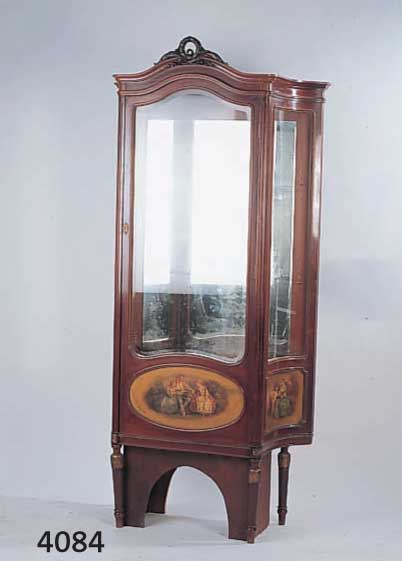 VITRINE, DEUTSCH, DRESDEN, UM 1900, MAHAGONI, BAROCKSTIL MIT LOUIS XVI-EINSCHLAG, SEITL. GESCHWUNGENE GLASEINSÄTZE, ORIGINAL, ZEITTYP- ISCH, SOG. ...
