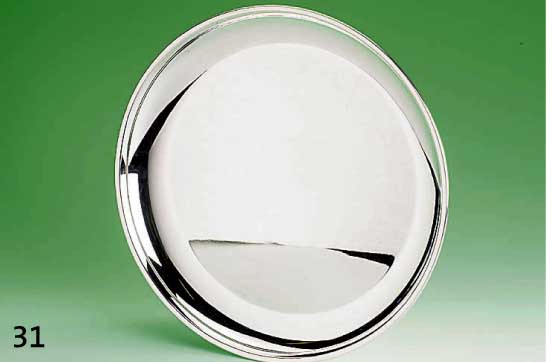 Rundes Tablett, 925er Silber, ca. 675 g, zeitlose, glatte Form, H ca. 3 cm, Durchm. ca. 28.5 cm