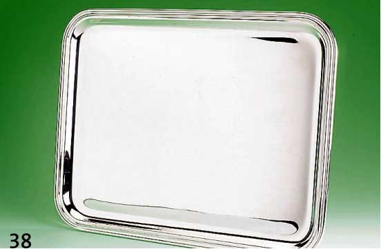 Rechteckiges Tablett, 800er Silber, ca. 1327 g , Rand getreppt, glatte, zeitlose Form, ca. 42 x 32.5 cm