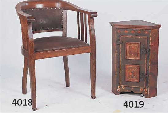SCHREIBTISCHSTUHL, DEUTSCH, UM 1915/20, EICHE MASSIV, NEUER LEDERBEZUG, CA. 82X58X47 CM