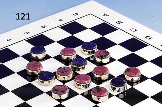 Schach/Damespiel, Rahmen 925er Silber, Gayer & Kraus SchwÄbisch GmÜnd, beids. eingelegt: Sodalith- u. Rhodochrositscheiben, rs. ...