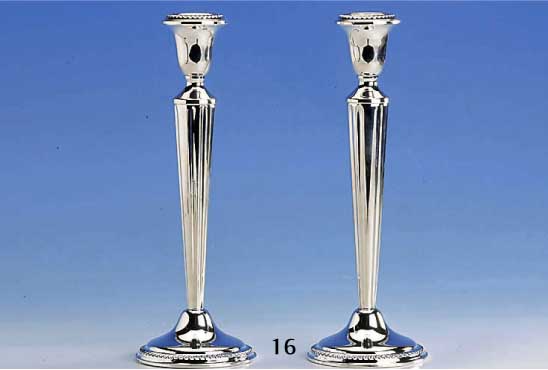 Kerzenleuchterpaar, Amerika, 925er Silber, gefÜllt, Kordelbandverzierung, H ca. 25.5 cm
