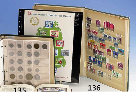 BRIEFMARKENSAMMLUNG, BUNDESREPUBLIK, BERLIN INCL. DER LETZTEN GUTEN JAHRGÄNGE, POSTFRISCH, GESTEMPELT, CA. 1950-1990, IN 4 EINSTECKALBEN UND 1 ...