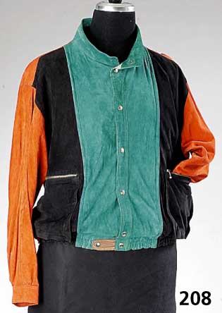 SICONS Wildlederblouson, Gr. ca. 40 cm, Vertreiber Fumagalli Lugano, rotes, blaues, grÜnes Wildleder, 2 aufges. Taschen mit RV, ...