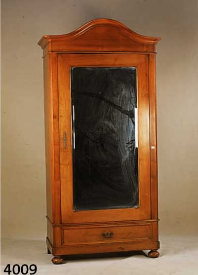 WÄSCHE- BZW. KLEIDERSCHRANK, DEUTSCH, 1880/90, GRÜNDERZEIT, KORPUS WEICHHOLZ, WURZELNUß- URNIER, Z.T. GESPIEGELT (SCHUBLADE), SPIEGEL ...