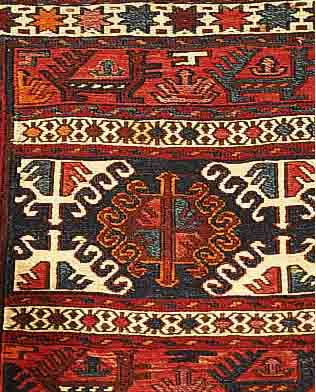 Shasawan sumakh Panel, SÜd-Caucasus, um 1920, Wolle auf Wolle, ca. 48 x 38 cm, Insgesammt gut erhalten