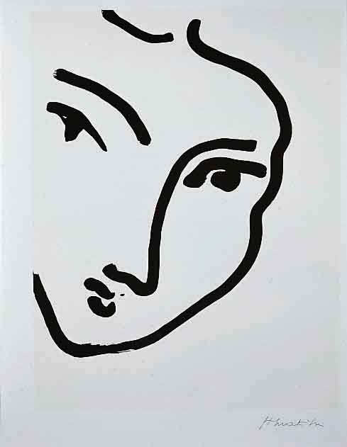 Matisse, Henri, 1869-1954, Nadia au menton pointu, Lithographie auf cremefarbenem Grund, nach einer Zeichnung von 1948, im Stein sign., ca. 41 x 31 ...