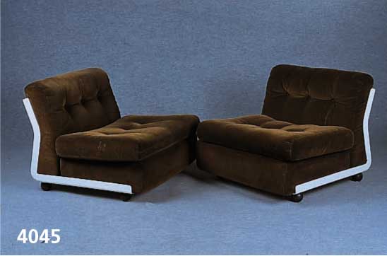 6 Clubsessel mit CordbezÜgen, C&B Italien, Entwurf Mario Bellini, Modell Amantha, 1966, Sessel mit Rahmen aus Polyester, Schaumstoff- polster, ...