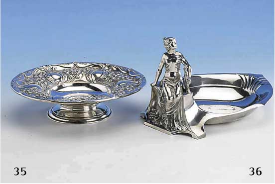 Anbietschale, Amerika um 1906, 925er Silber, New York, Meistermarke Whiting Manufacturing Company, reicher MaiglÖckchendekor, mittig ...