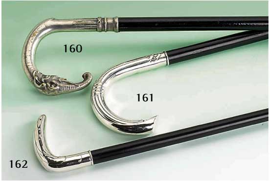 Spazierstock, 800er Silber, deutsch um 1900, Griff Ebenholz, Meistermarke Franz Mos- gau, Berlin, L. ca. 85 cm