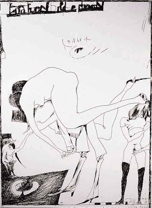 Janssen, Horst, 1929-1995, Radierung, ero- tisches Motiv, handsign., ca. 60 x 42 cm