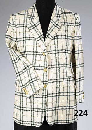 CANTSARELLI-Blazer, ital. Gr. 46, wohl Wolle-Seide-Geschmisch, Burberry-Optik, 2 Taschen, 3 KnÖpfe, klass. Schnitt, kaum getragen
