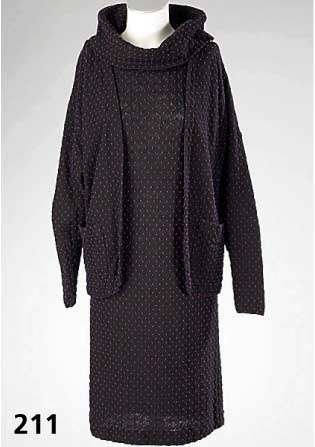 MISSONI-2-Teiler, Gr. L, schwarze Wolle mit lilafarb. Knotenmuster, best. aus: Etuikleid mit Rollkragen, lange Ärmel, RÜcken- l. ca. 103 cm, und ...