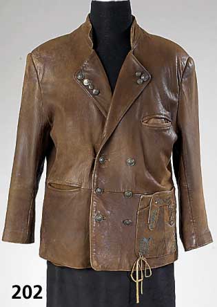 Trachtenjacke, Hirschleder, Gr. 40, 2-reihig, 1 aufges., 1 eingel. Tasche, RÜckenl. ca. 72 cm