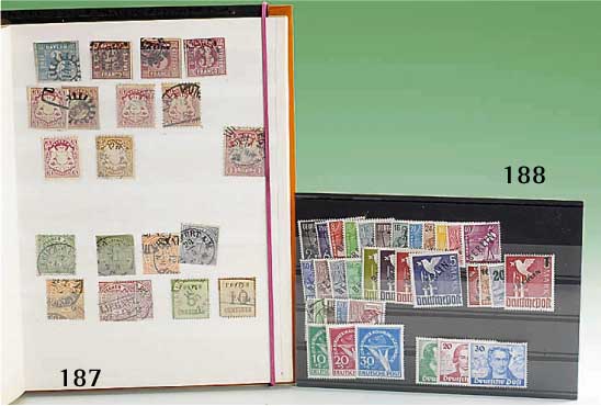 Lot aus 41 altdeutschen Marken, (Bayern, NPD, Wttbg.), dazu postfr. Bogen- teil Bayern Nr. 33, 3 Kr. von 24 Marken mit 6 Zwischensteg-Paaren, ...