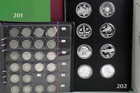 MÜnzsammlung Bundesrepublik: alle 5 DM - Sil- bermÜnzen, 1951 - 1974 komplett (ohne 1958), insgesamt 72 StÜck im MÜnzalbum, in dieser ...