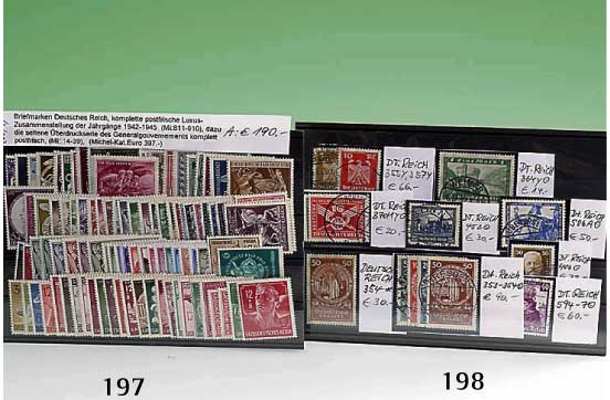 Briefmarken Deutsches Reich, komplette postfrische Luxuszusammenstellung der Jahr- gÄnge 1942-1945 (Mi:811-910), dazu die seltene Überdruckseite ...