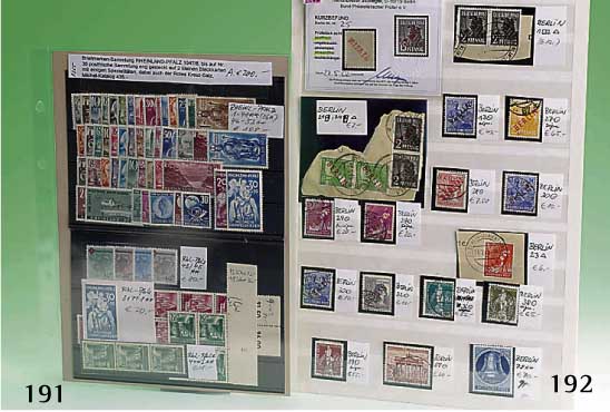 Birefmarkensammlung "Rheinland-Pfalz", 1947/48 , bis auf Nr. 36 postfrische Sammlung eng gesteckt auf 2 kleinen Steckkarten mit einigen ...