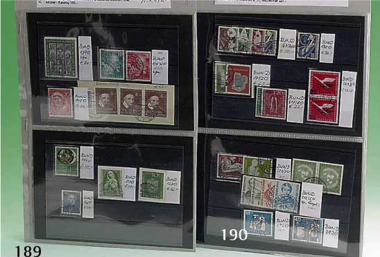 Briefmarken Bundesrepublik, gesuchte Ausg. aus 1953-1957 gestempelt, in bester Erhaltung, dabei: Verkehrsausstellung 1953, IFRABA, West- ropa, ...