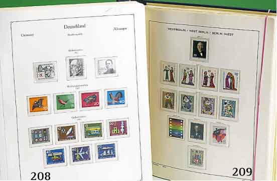 Briefmarken-Sammlung "Bundesrepublik" 1975- 1969, komplett postfrisch in den Hauptnum- mern, zusÄtzlich Wohlfahrt 1954, Blockmarken ...