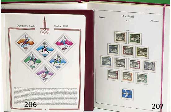 Briefmarken-Sammlung "Olympische Spiele 1980", Winter Lake Placid, Sommer Moskau, große postfrische Sammlung in 2 neuwertigen, deko- ...