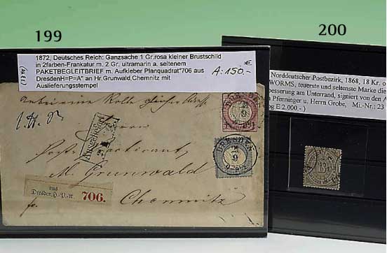 Altdeutschland, Norddeutscher Postbezirk, 1868, 18 Kronen olivbraun mit sauberem Stempel WORMS, teuerste und seltenste Marke dieses Ge- bietes mit ...