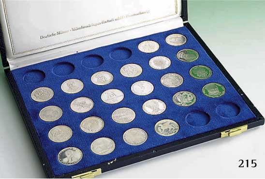 24 GedenkmÜnzen Bundesrepublik Deutschland, 5 Mark von 1964 bis 1979, beginnend von 150. Todestag von Johann Gottlieb Fichte bis 150 Jahre ...