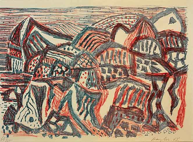 Bargheer, Eduard, 1901 - 1979, SÜdliche Landschaft, Farblithographie, handsign. und num. 60/65, ca. 30 x 43 cm
