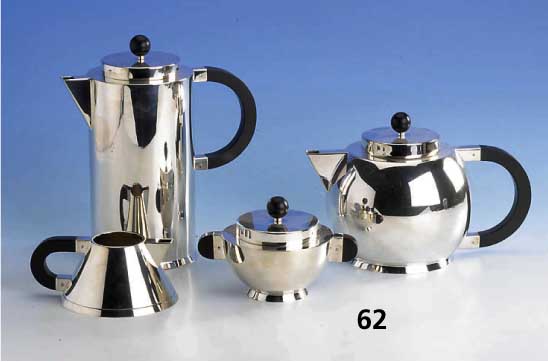 4-teiliges Designerservice fÜr Kaffee und Tee, deutsch Wilkens Bremen 1991, Entwurf Prof. O.M. Ungers limitierte 5/101, jeweils numme- riert und ...