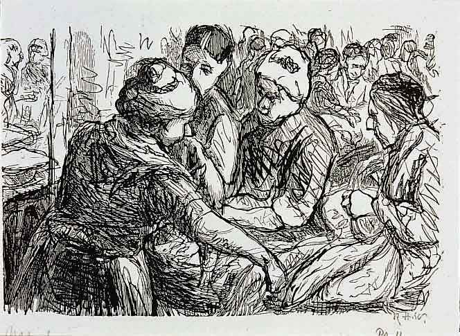 Liebermann, Max, 1847 - 1935, Szene aus einem Lazarett, Radierung, handsign. und bez.: Pr.Dr., ca. 7 x 10 cm