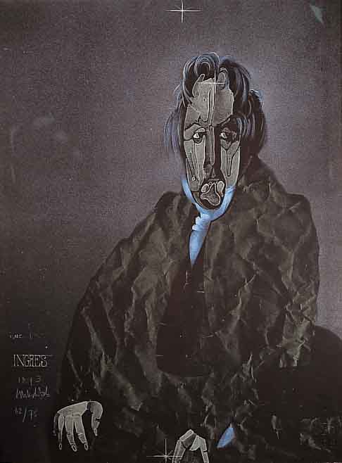 Wunderlich, Paul, geb. 1927, Portait des Malers Ingres Farblithographie von 1973,Handsigniert, num. 62/65,ca.66x50 cm