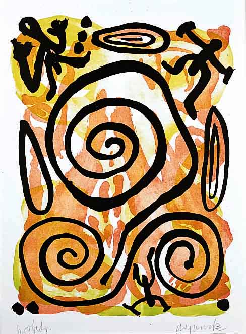 Penck, AR., 2 Farblithogr., handsign. u. bez h.c. bez. Probedruck, je ca. 40x30 cm