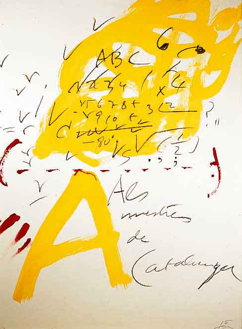 Tapies, Antoni, geb. 1923, Farblithographie, Catalunya, handsign. u. num. 75/100, ca. 78x6 cm