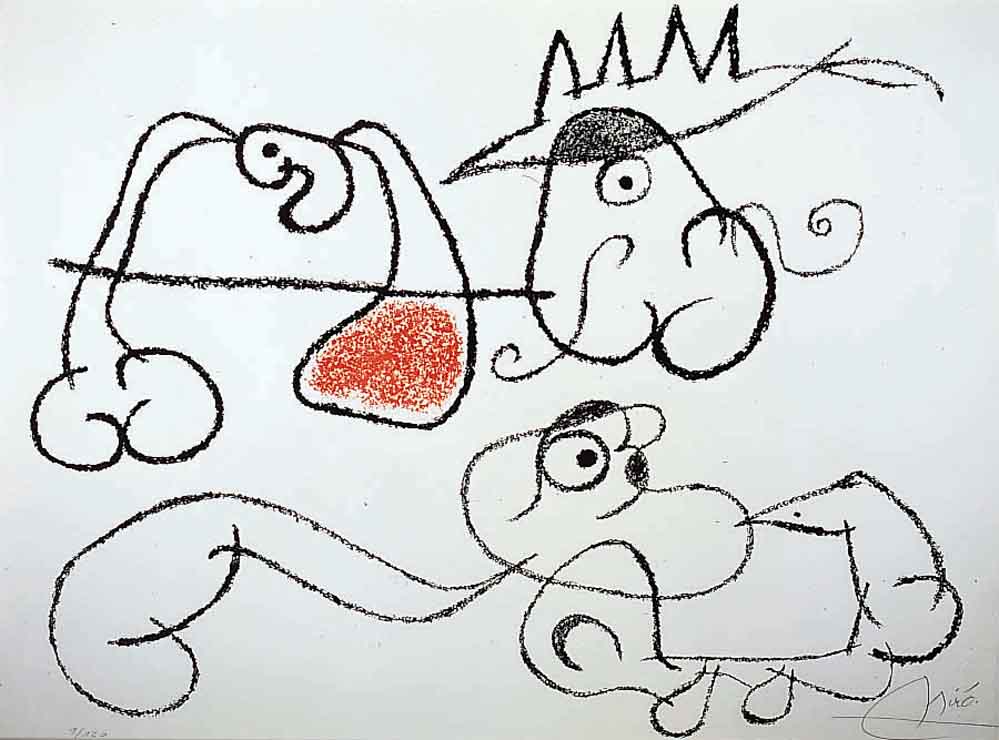 Miro, Joan, 1893-1983, Ubu aux baleares, Farblithographie, handsign. u. num. 9/120, Edition Teriade, Druck von Mourlot, ca. 50x66 cm, u.Gl., R.