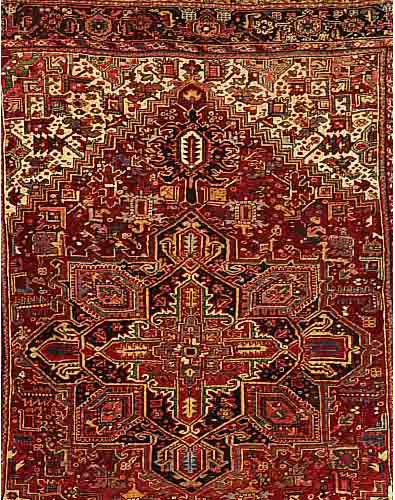 Heriz, Persien, um 1940. Wolle auf Baumwolle Ca. 370 x 292 cm. EHZ 4. An manchen Stellen Schlecht repariert. Abschluss gekÜrzt.