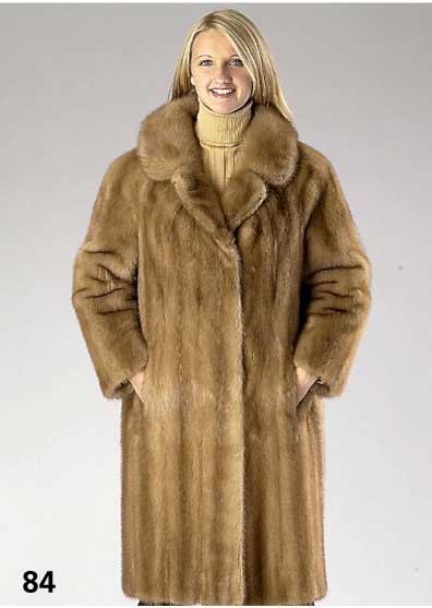 Hellbrauner Damen-Nerzmantel, Gr 42/44, hellbraunes Innenfutter, Einschubtaschen, RÜckenl. ca. 100 cm, geringe Gebr.spuren