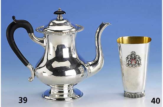 Becher, SchwÄbisch-GmÜnd 60/70er Jahre, 925er Silber, Innenvergoldung, Hamburger Wappen, emaill., H ca. 12 cm, ca. 220 g