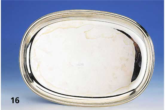 Ovales Tablett, deutsch, Wilkens Bremen, 835er Silber, glatte zeitlose Form, ca. 30 x 20 cm, ca. 315 g