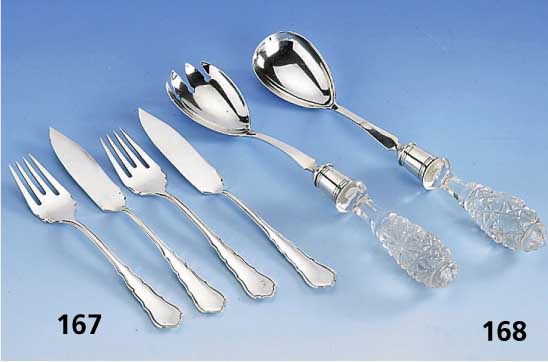 2-teil. Salatbesteck, Birmingham 1901, 925er Silber, Griffende Glas, L. ca. 28 cm