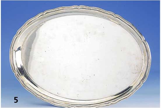 Tablett, Lutz & Weiss Pforzheim, 30er Jahre, 800er Silber, Barockstil, Gebr.-Spuren, ca. 820 g, ca. 41 x 28 cm
