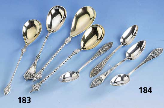 9 SammellÖffel, Koch & Bergfeld, um 1900, 800er Silber, Griffenden versch., sammelw.