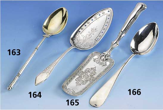 VorlegelÖffel, deutsch um 1860/70, Breslau, 800er Silber, Meistermarke Lemor, L. ca. 27 cm