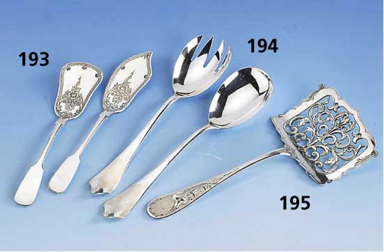 2-teil. Petit-Fours, Hamburg um 1860, 12-lÖtig, Barockstil, graviert
