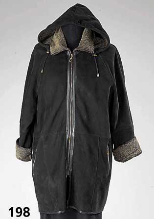 Curly Lamm-Lederjacke PIELINI, Gr. 42, abtrennbare Kapuze, RÜckenl. ca. 87 cm