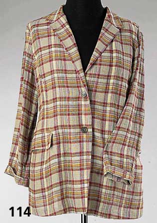Blazer JIL SANDER, 100 % Leinen, Gr. 42, kariert, RÜckenl. ca. 72 cm