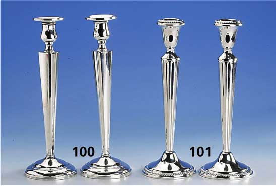 Kerzenleuchterpaar, Amerika, 925er Silber, gefÜllt, min. verbeult, H. ca. 25 cm, Kordel- bandverzierung