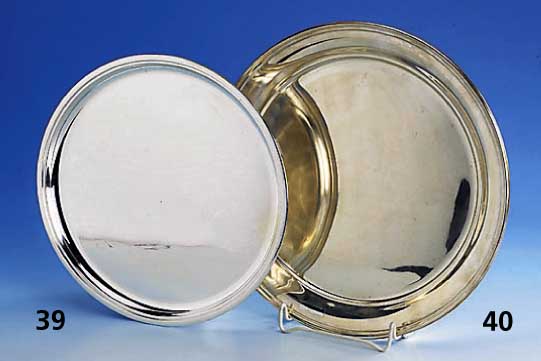 Rundes Tablett, Amerika, 925er Silber, zeitlos glatte Form, D ca. 30.5 cm, ca. 540 g