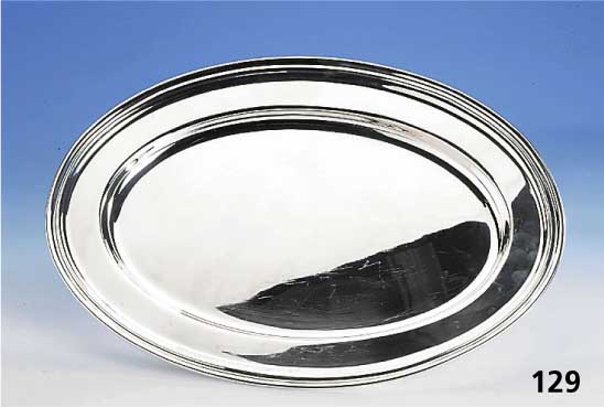 Ovale Platte, Amerika, 925er Silber, Rand getreppt, 41 x 30 cm, ca. 800 g
