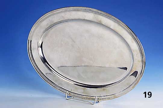 Ovale Platte, Amerika, 925er Silber, Rand getreppt, 46 x 32 cm, ca. 1080 g
